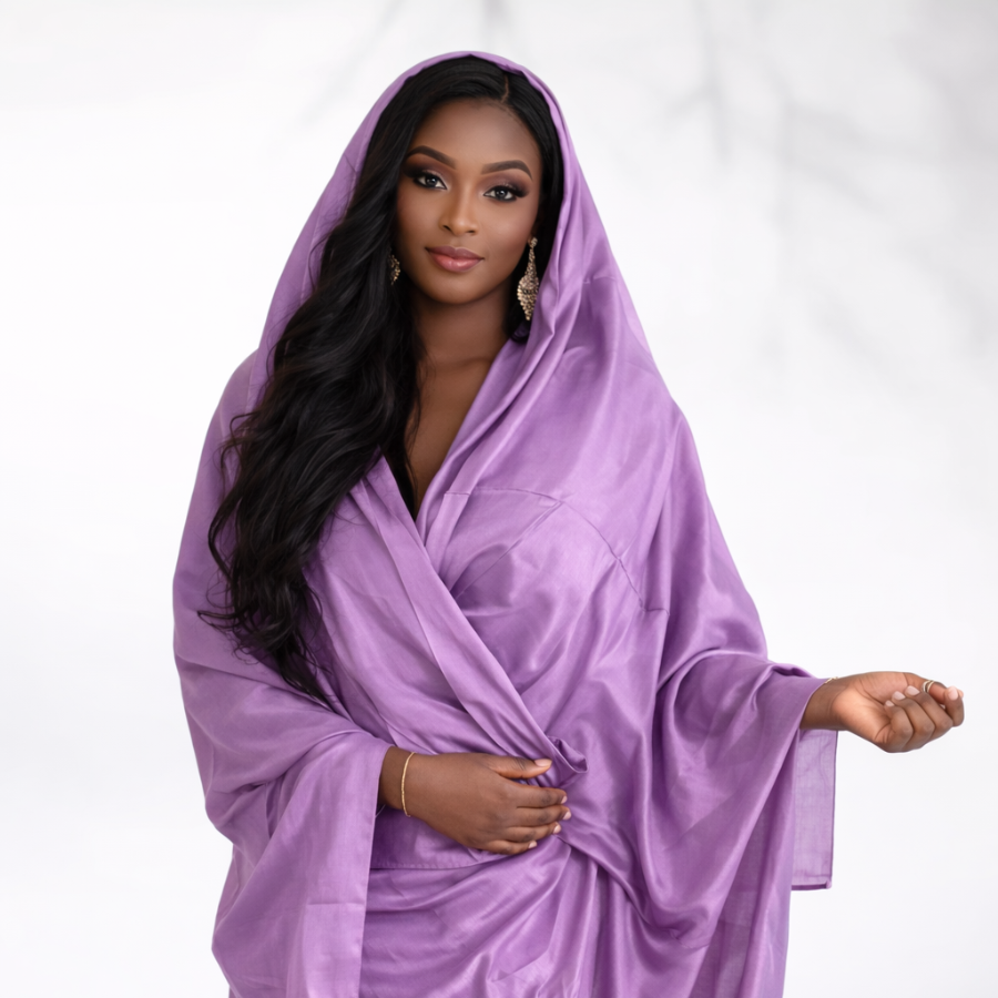 Melhfa couleur unie violette