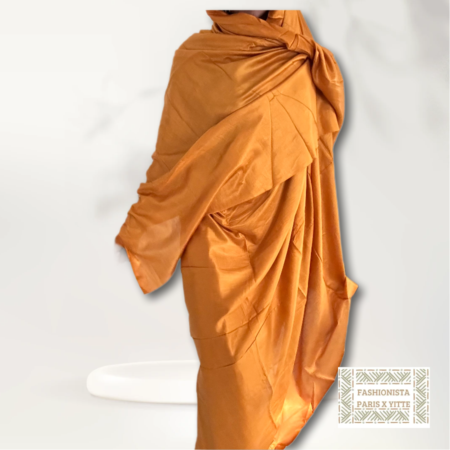 Melhfa couleur unie moutarde