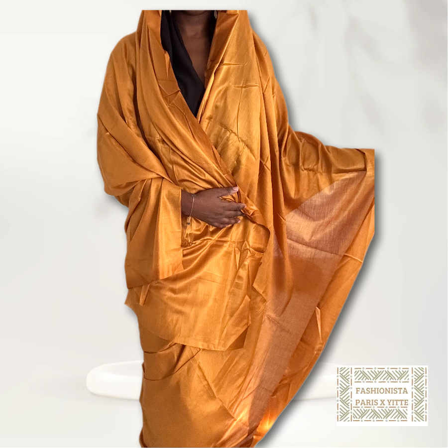 Melhfa couleur unie moutarde