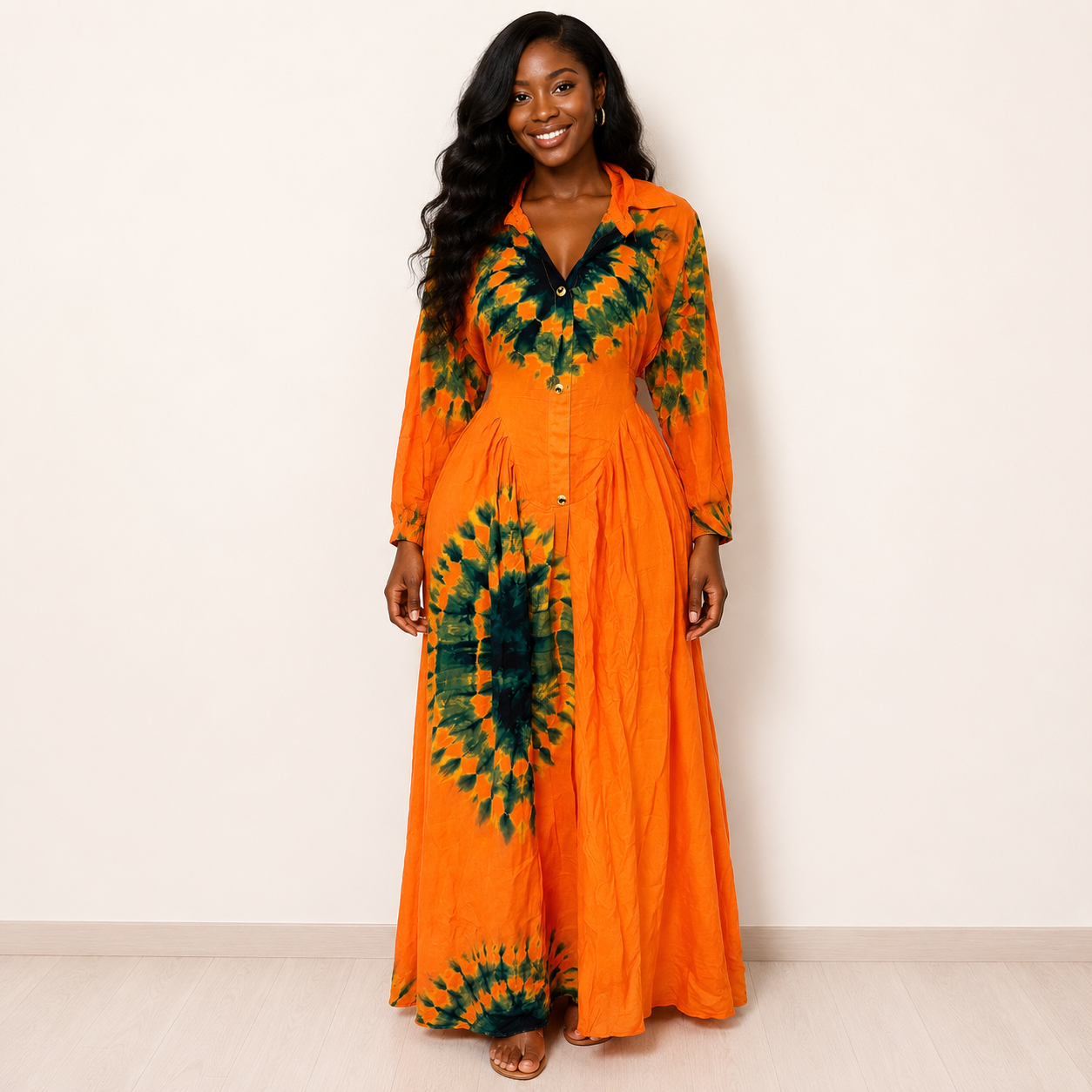 Robe longue melhfa orange