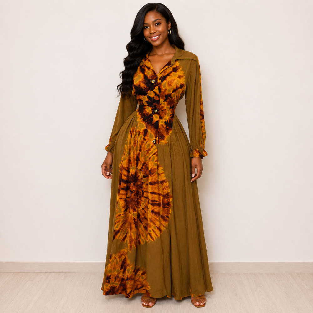 Robe longue en tissu Melhfa