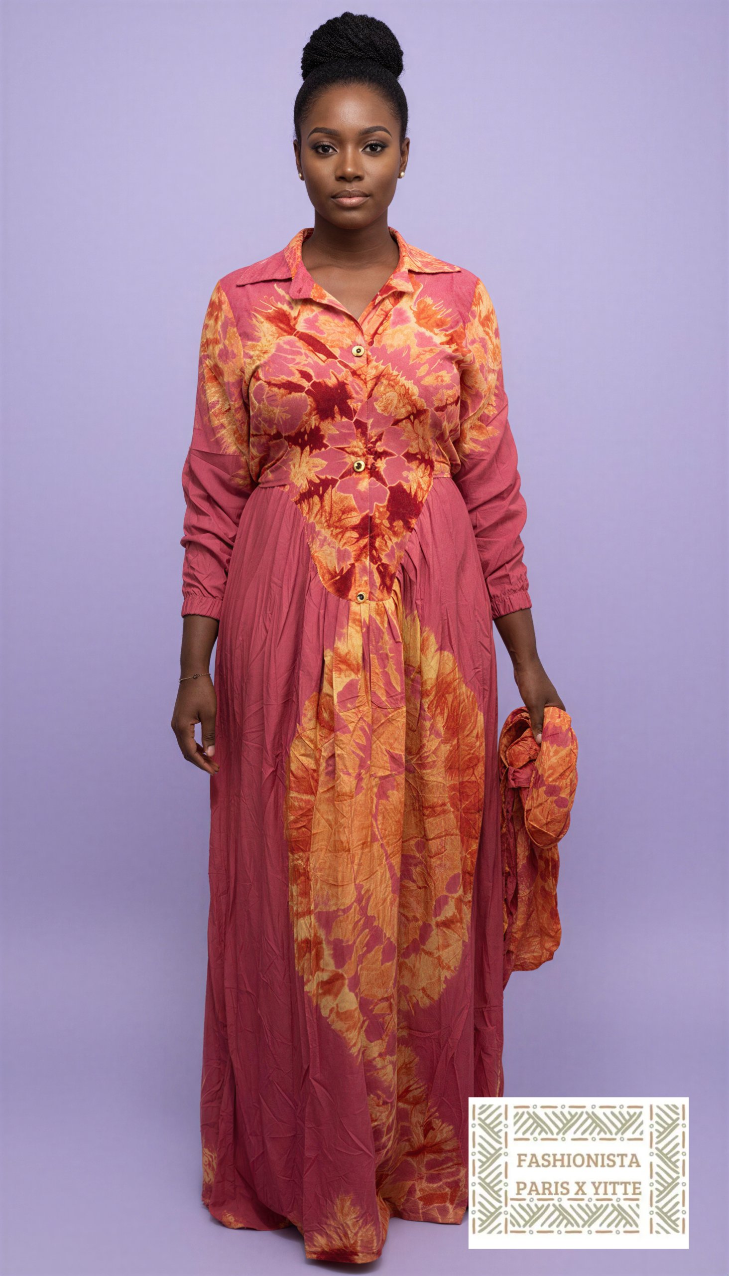 Robe melhfa rose et orange