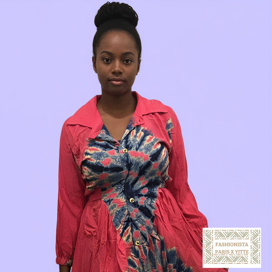 Robe longue en tissu Melhfa rose