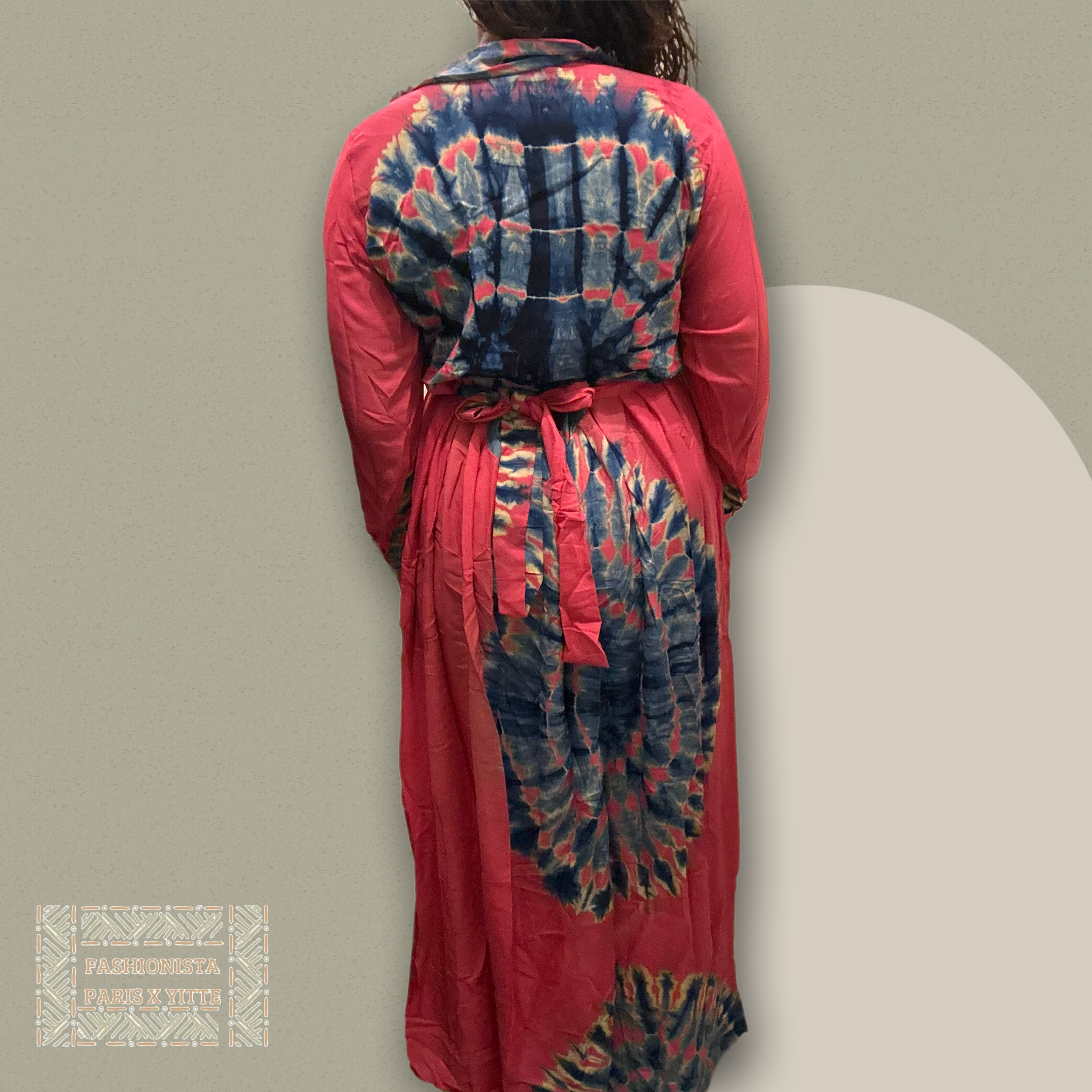 Robe longue en tissu Melhfa rouge