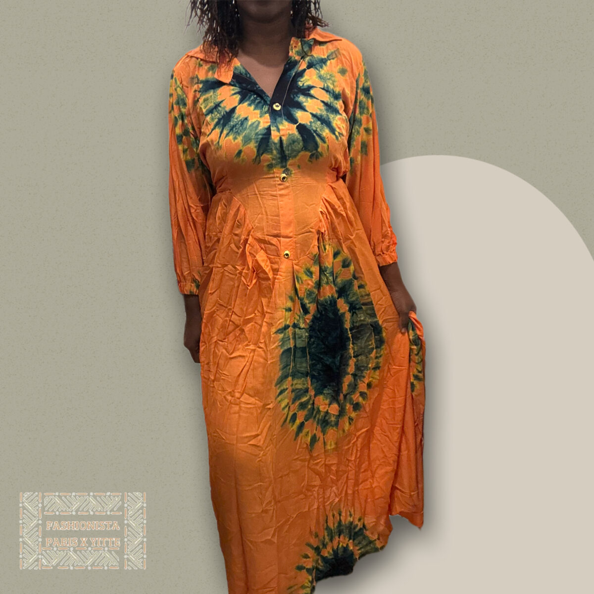 Robe melhfa orange longue