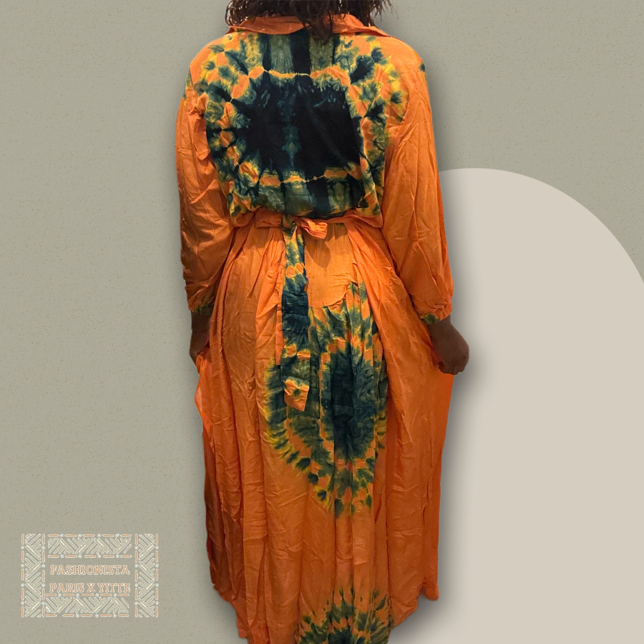 Robe melhfa orange longue