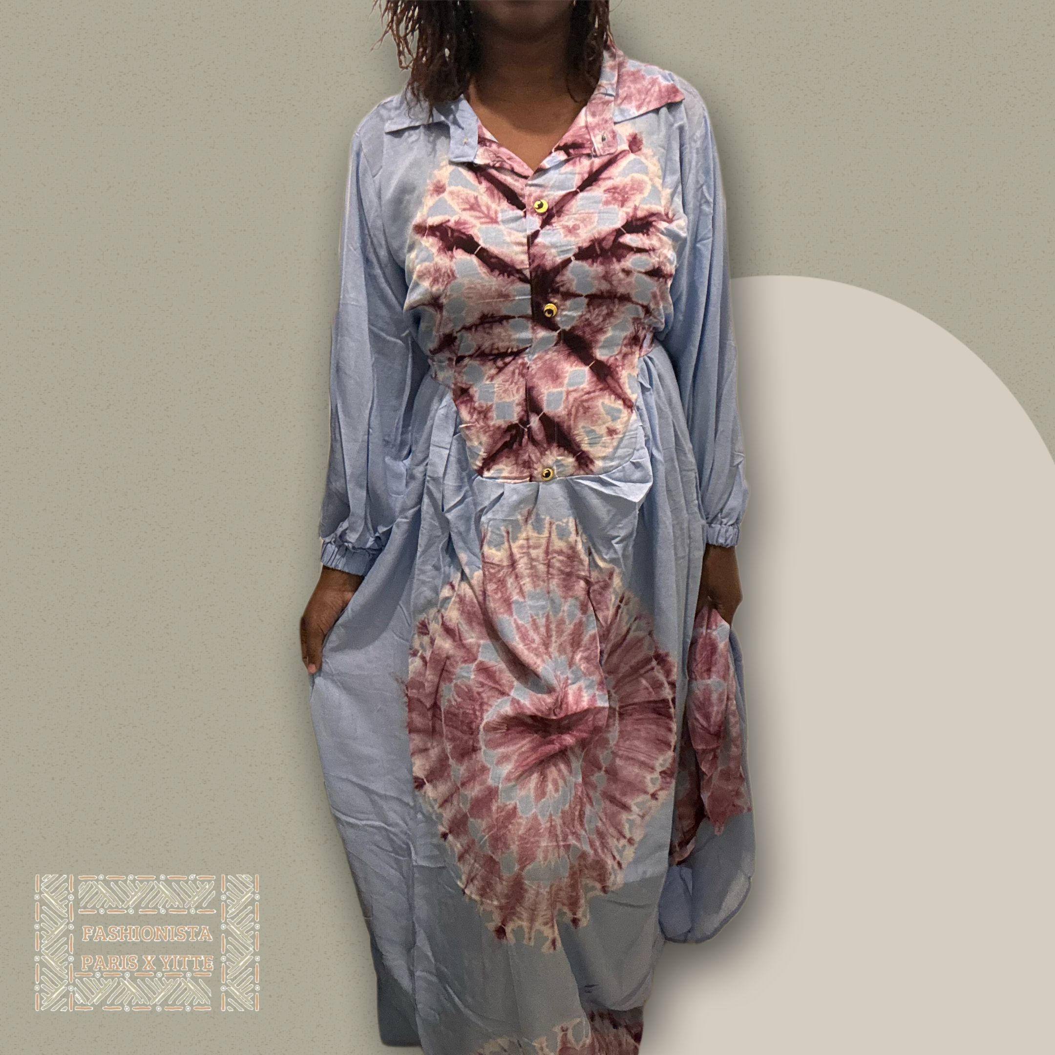 Robe melhfa bleu gris longue