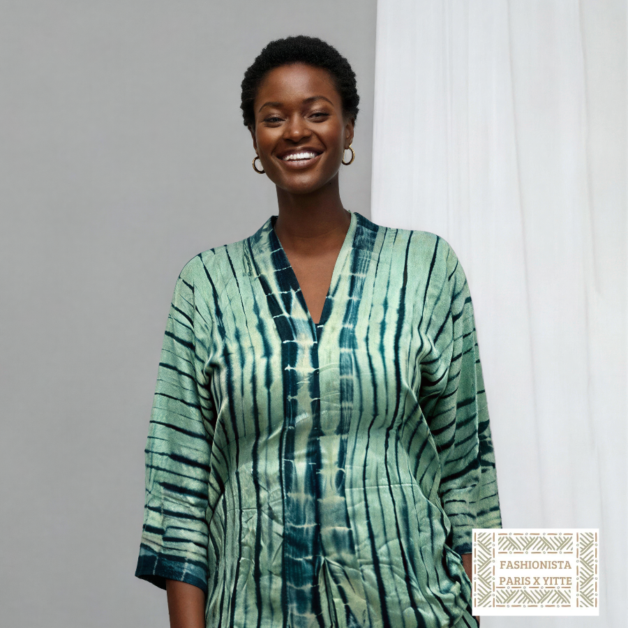 Ensemble africain femme vert tie and dye
