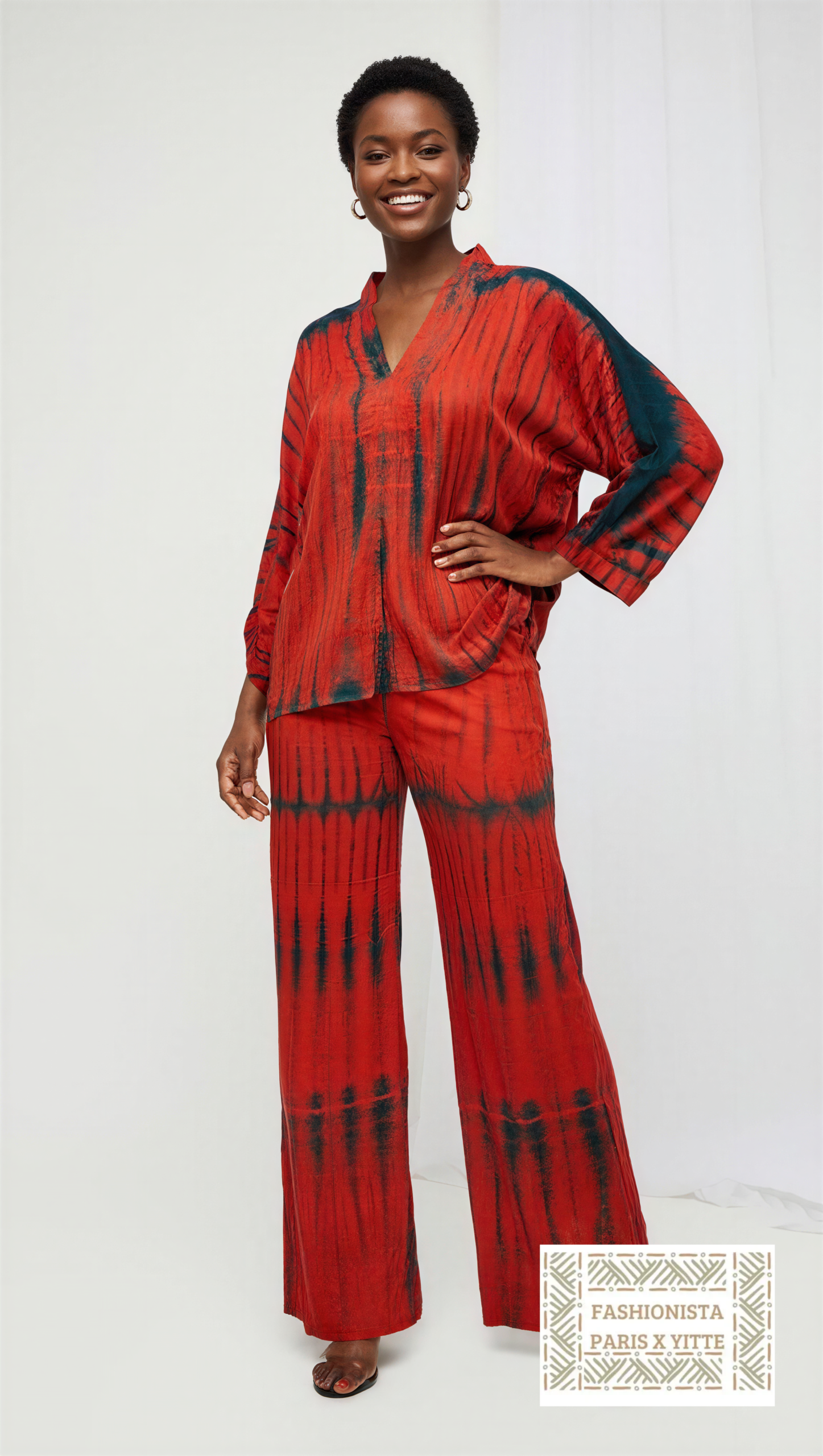 Ensemble africain rouge tie and dye