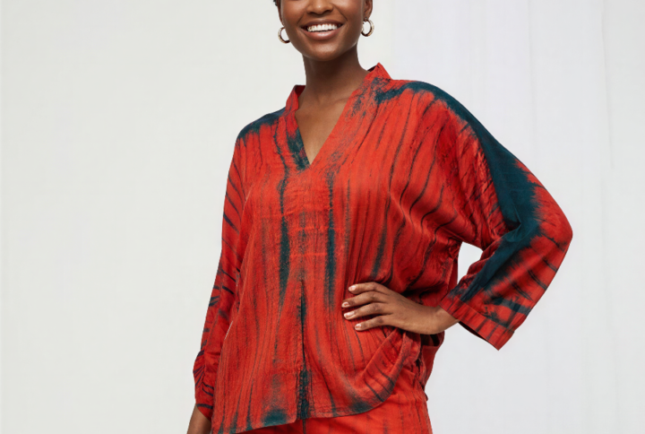 Ensemble africain rouge tie and dye