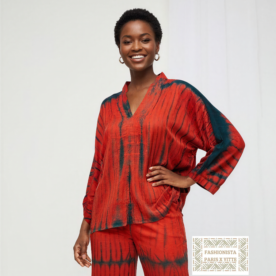Ensemble africain rouge tie and dye