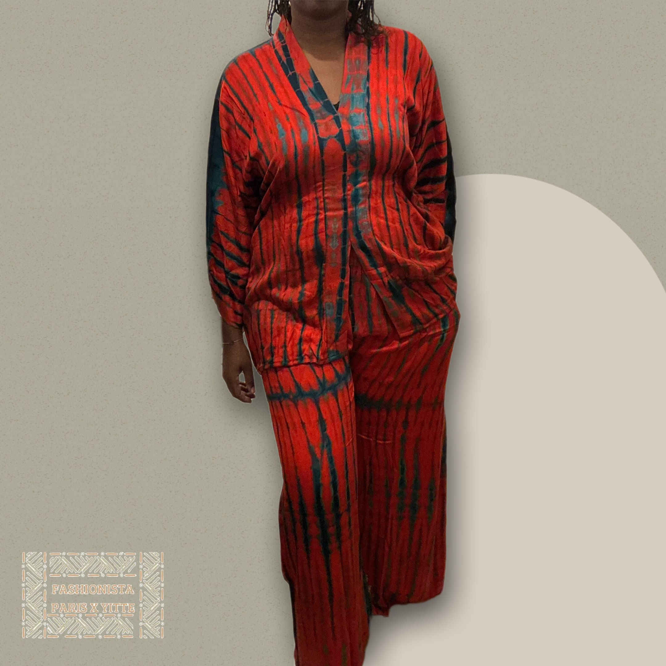 Ensemble africain rouge tie and dye