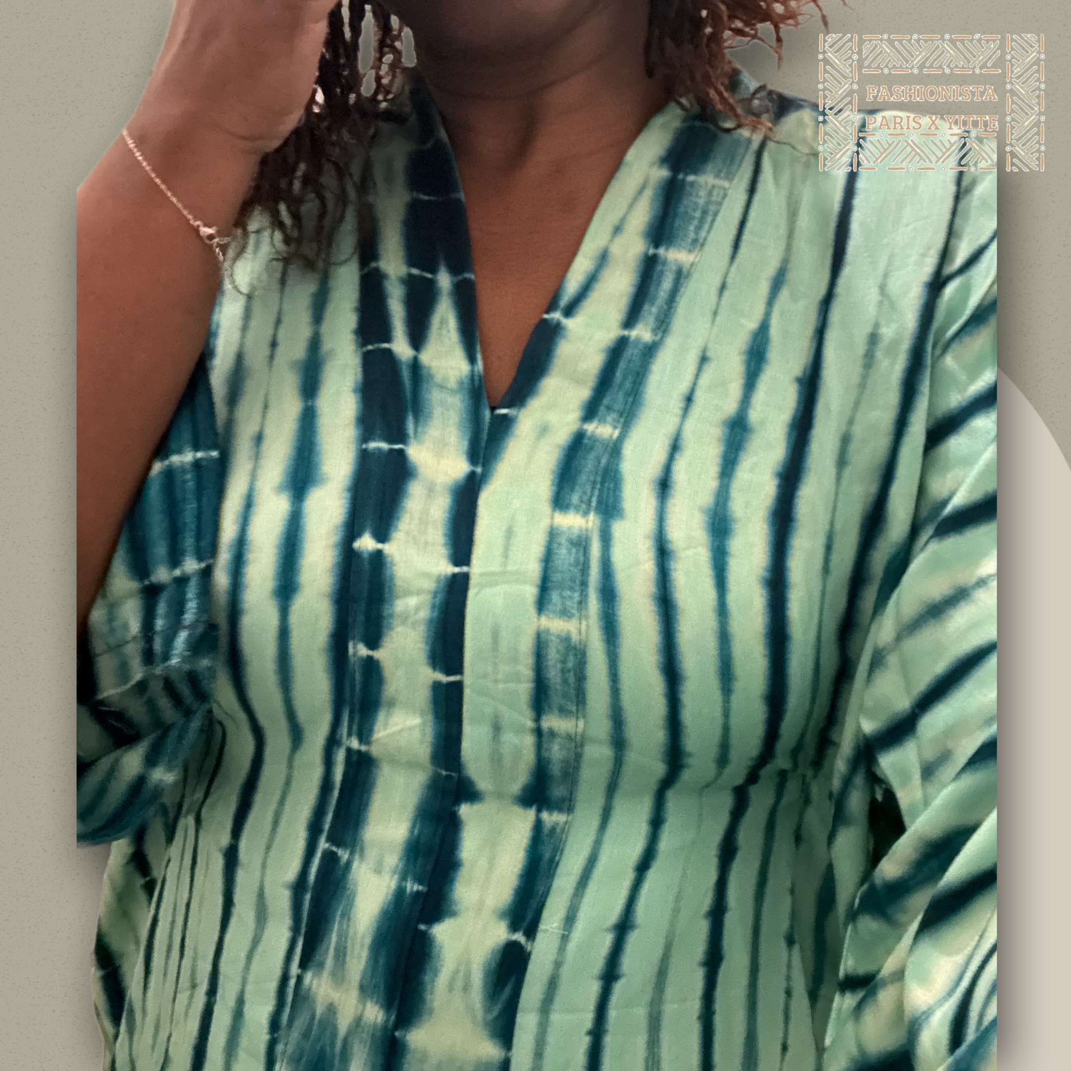 Ensemble africain femme vert tie and dye