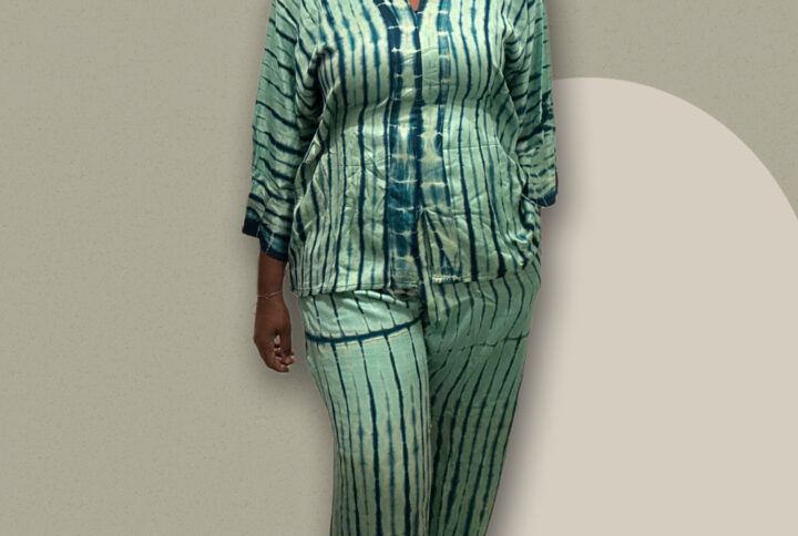 Ensemble africain femme vert tie and dye