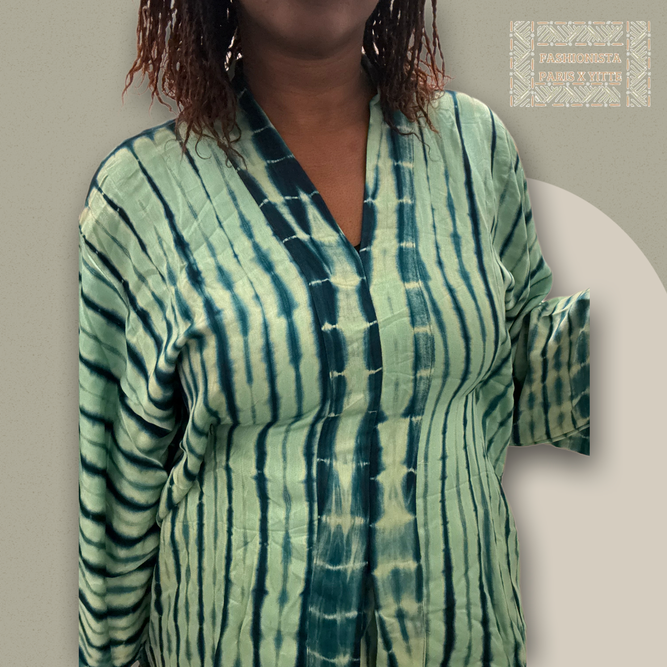 Ensemble africain femme vert tie and dye