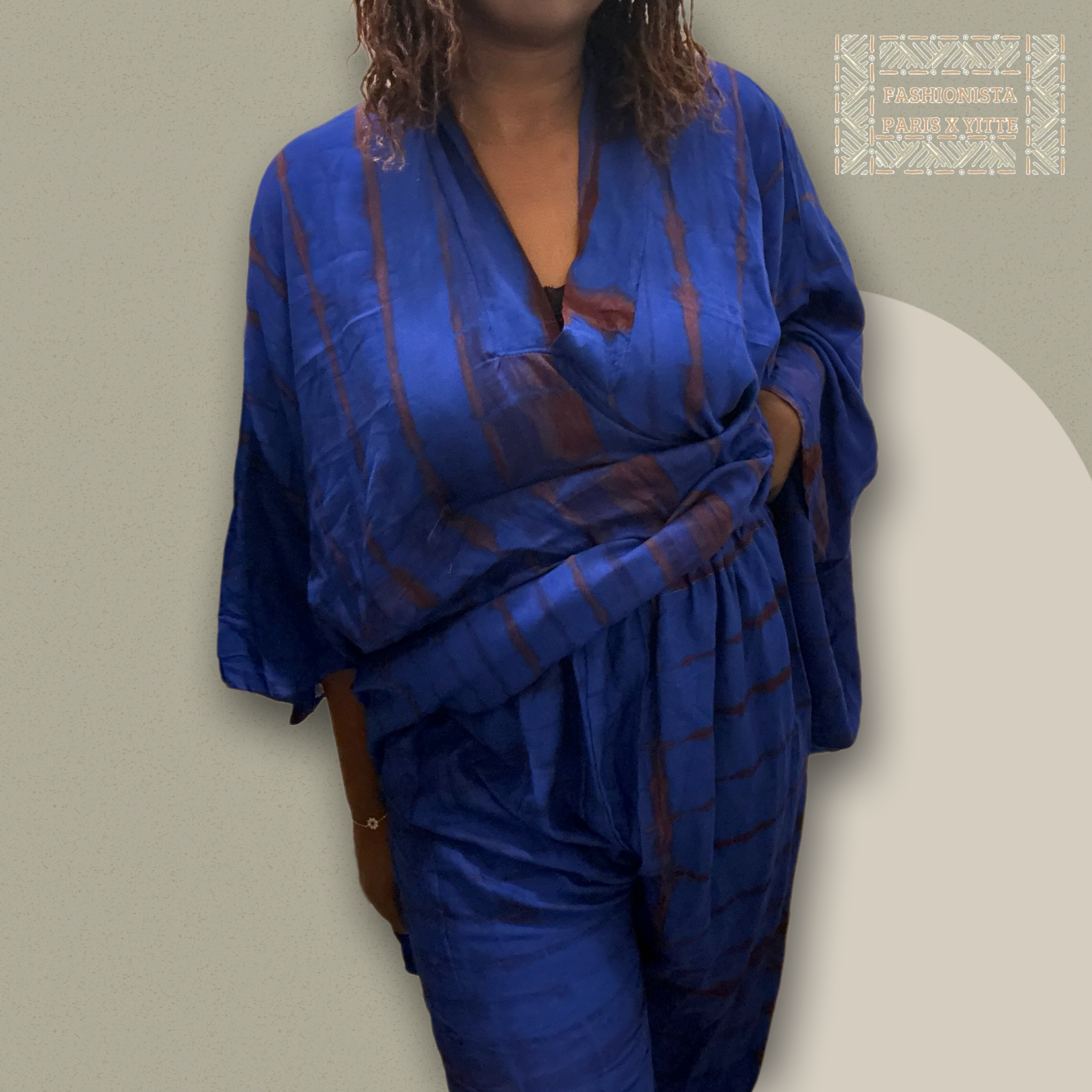 Ensemble africain bleu tie and dye