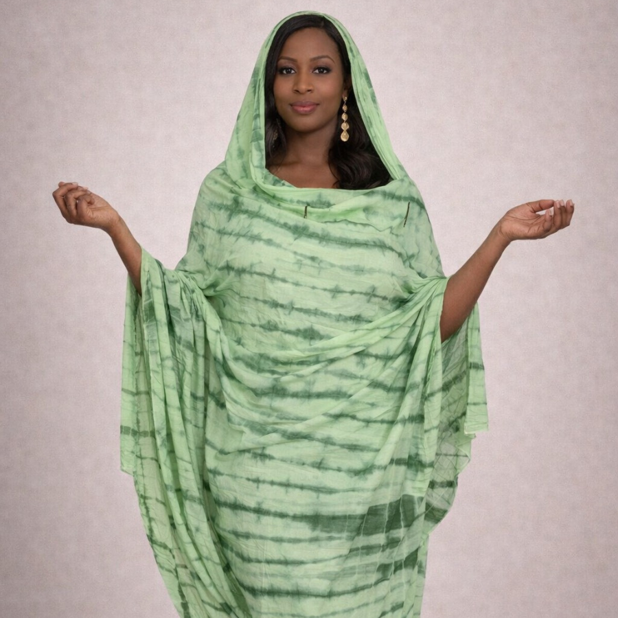 Melhfa vert sauge tie and dye