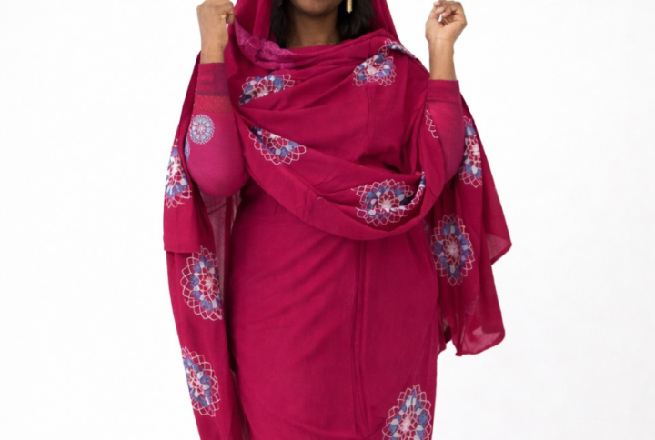 Melhfa fuchsia avec body assorti