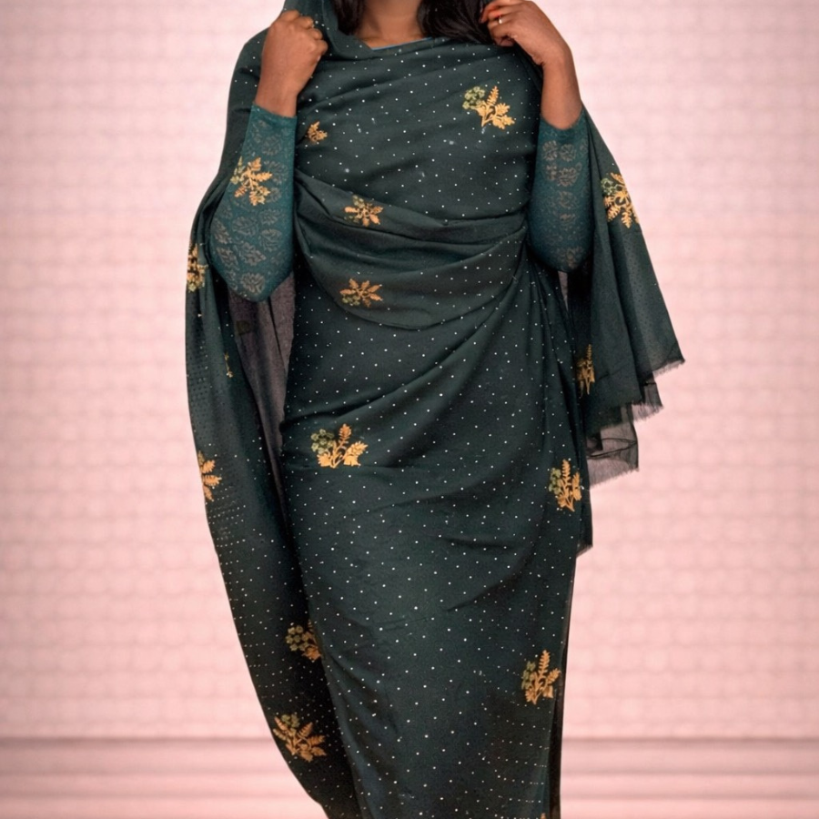 Melhfa Brodée Vert Profond