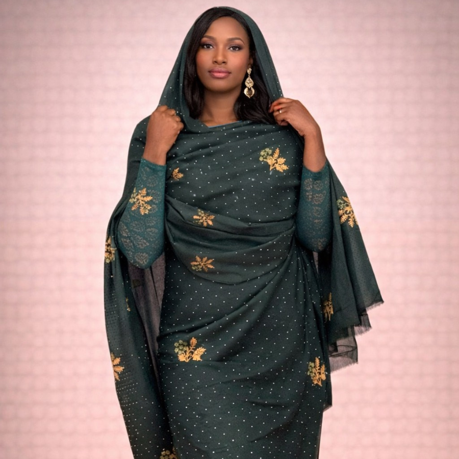 Melhfa Brodée Vert Profond