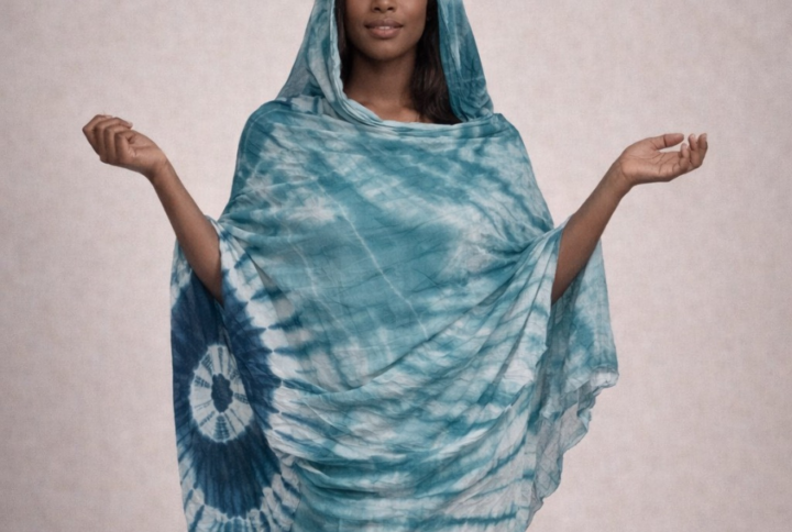 Melhfa vert lagon tie and dye