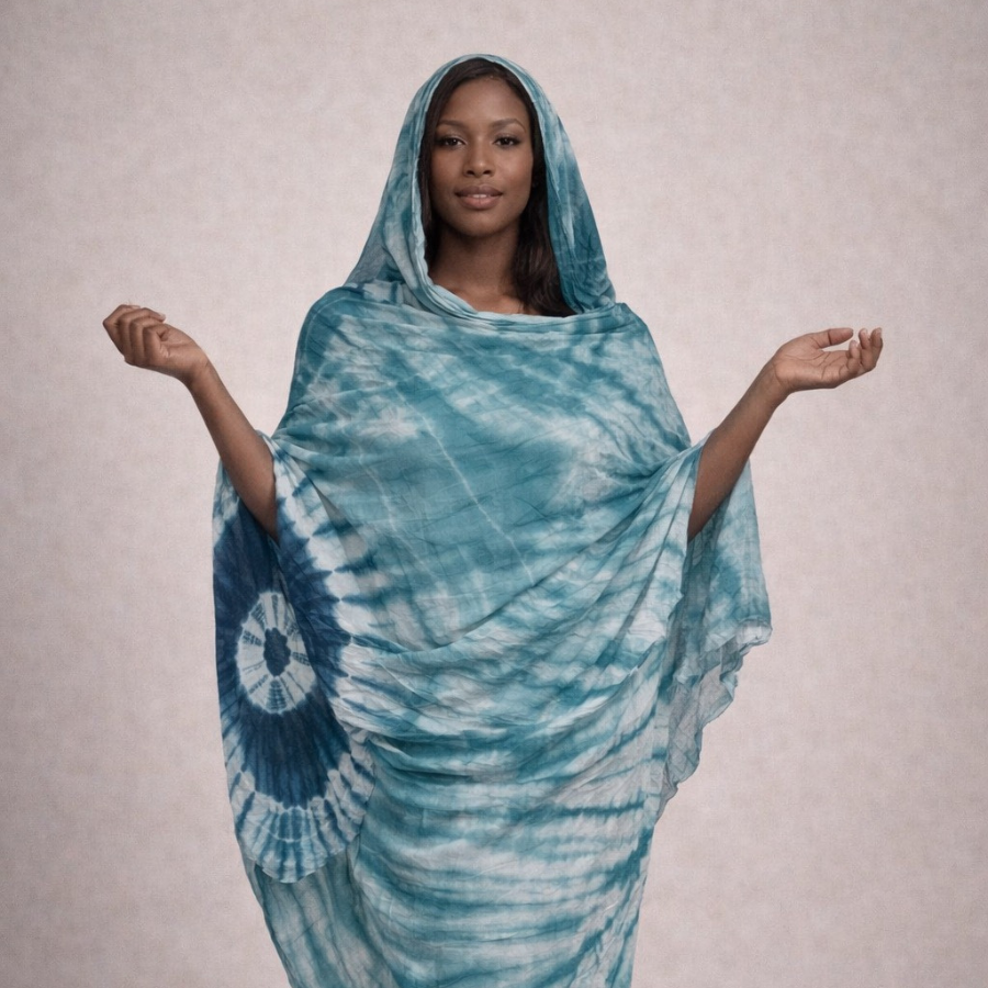 Melhfa vert lagon tie and dye