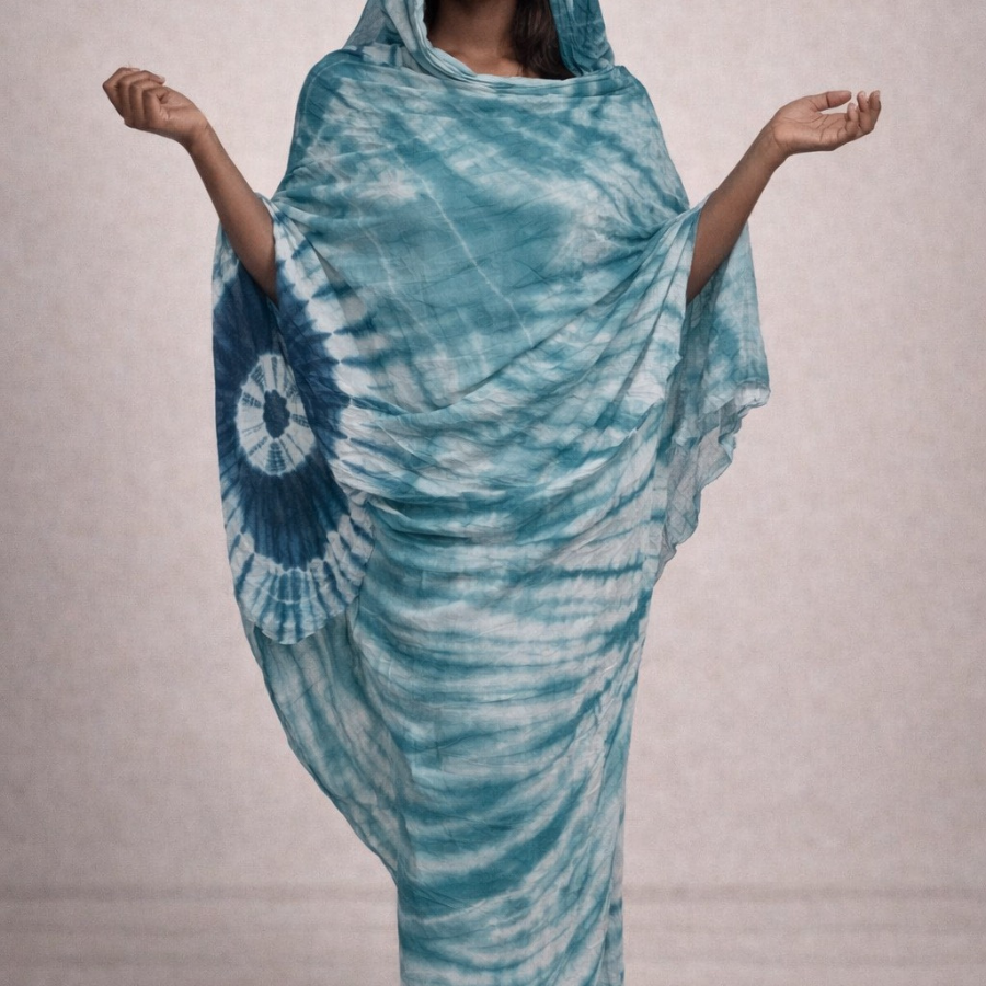 Melhfa vert lagon tie and dye