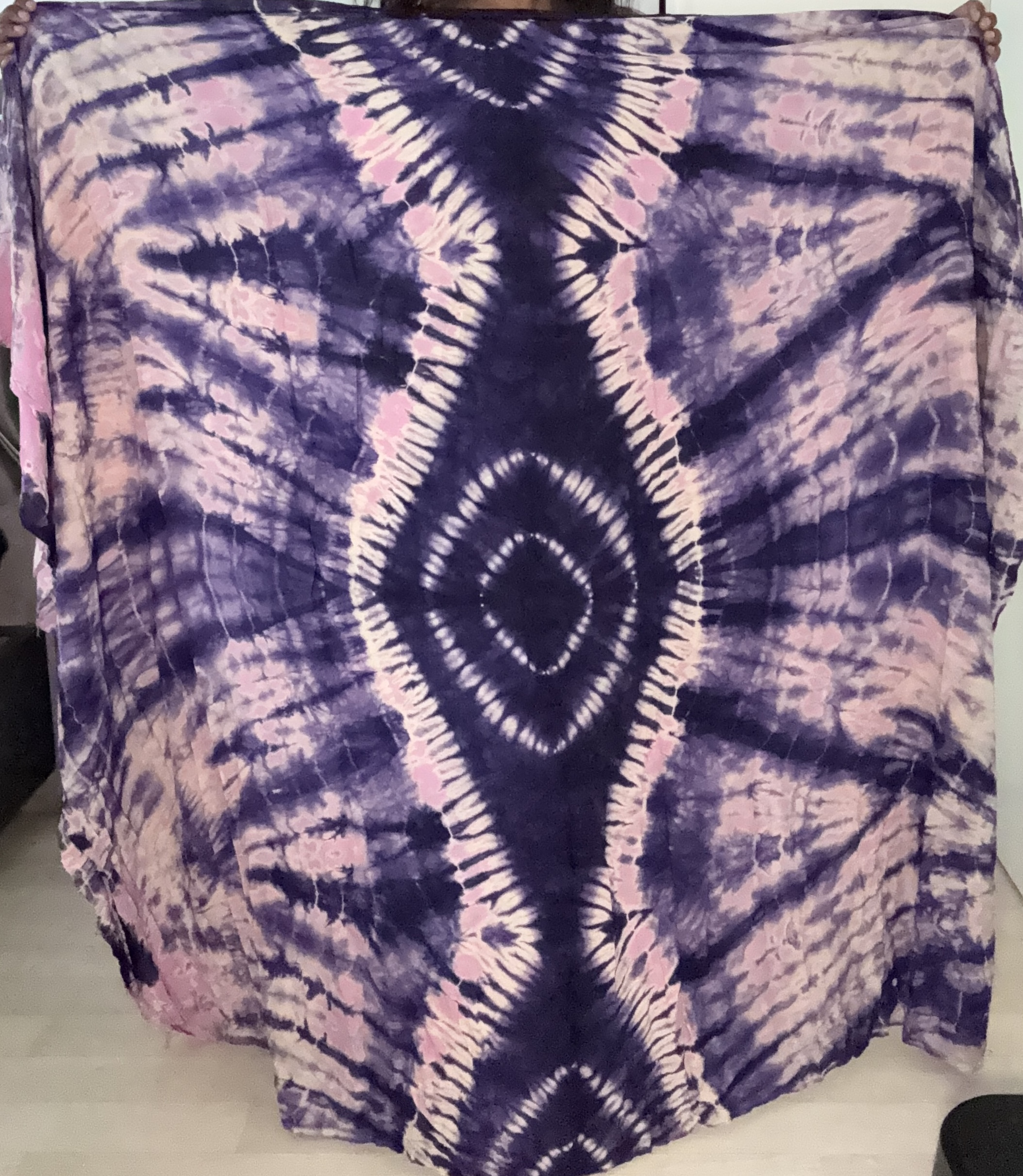 Melhfa non cousue violette et rose tie and dye