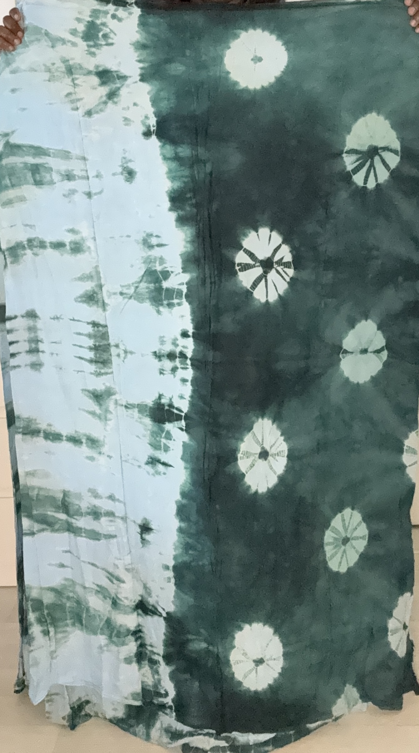 Melhfa verte non cousue tie and dye