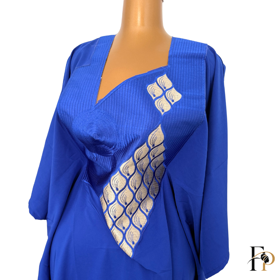 Robe boubou brodée bleu
