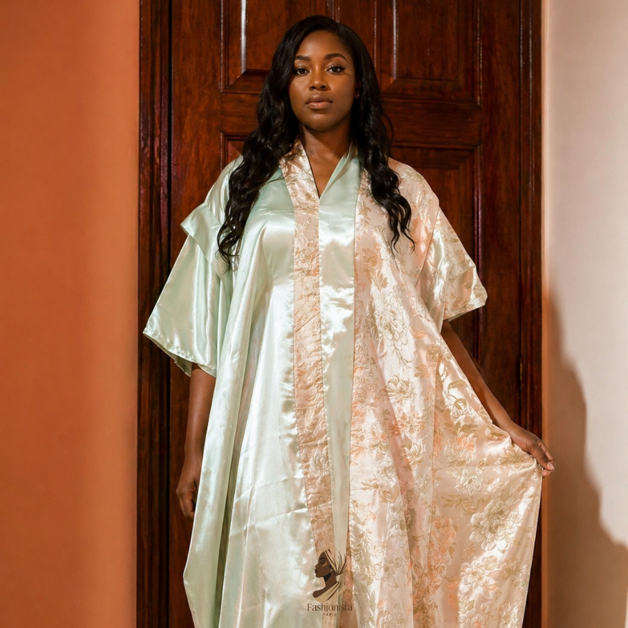 Robe brocard satinée vert clair