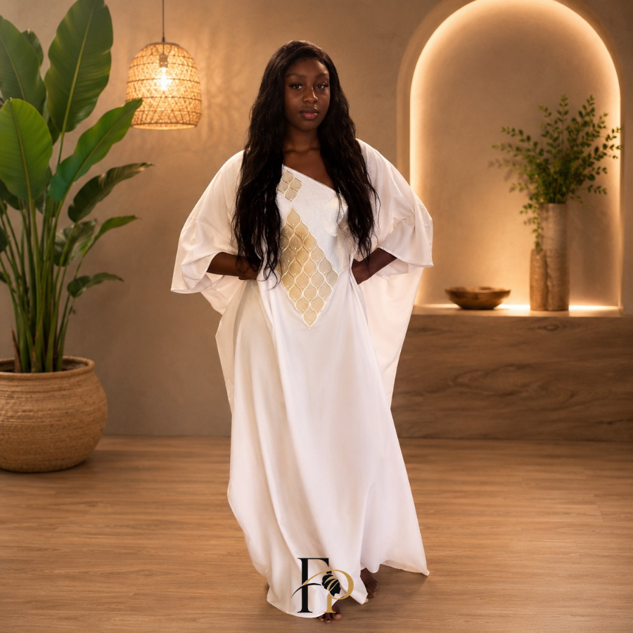 Robe boubou brodée blanche