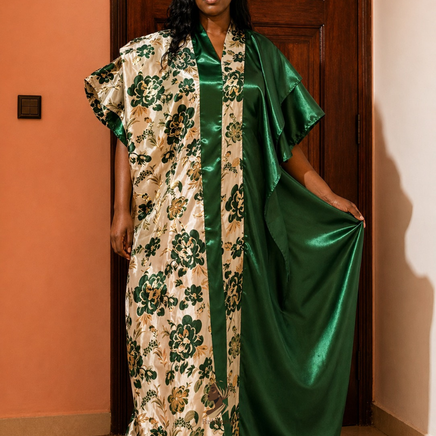 Robe brocard satinée verte