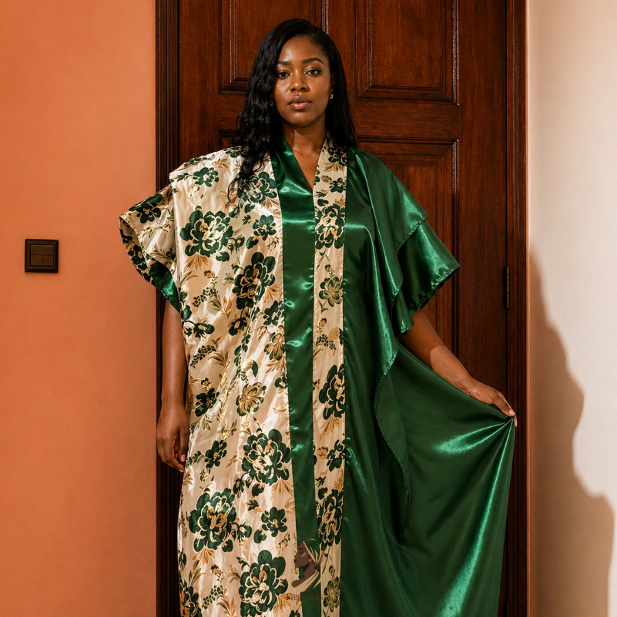 Robe brocard satinée verte