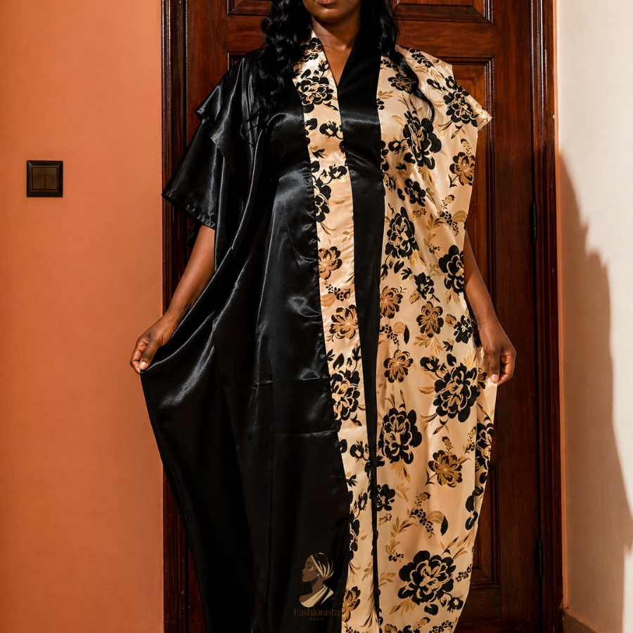 Robe brocard satinée noire