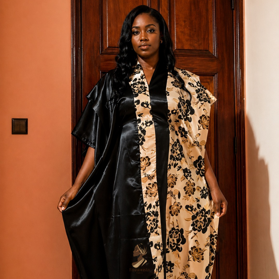 Robe brocard satinée noire