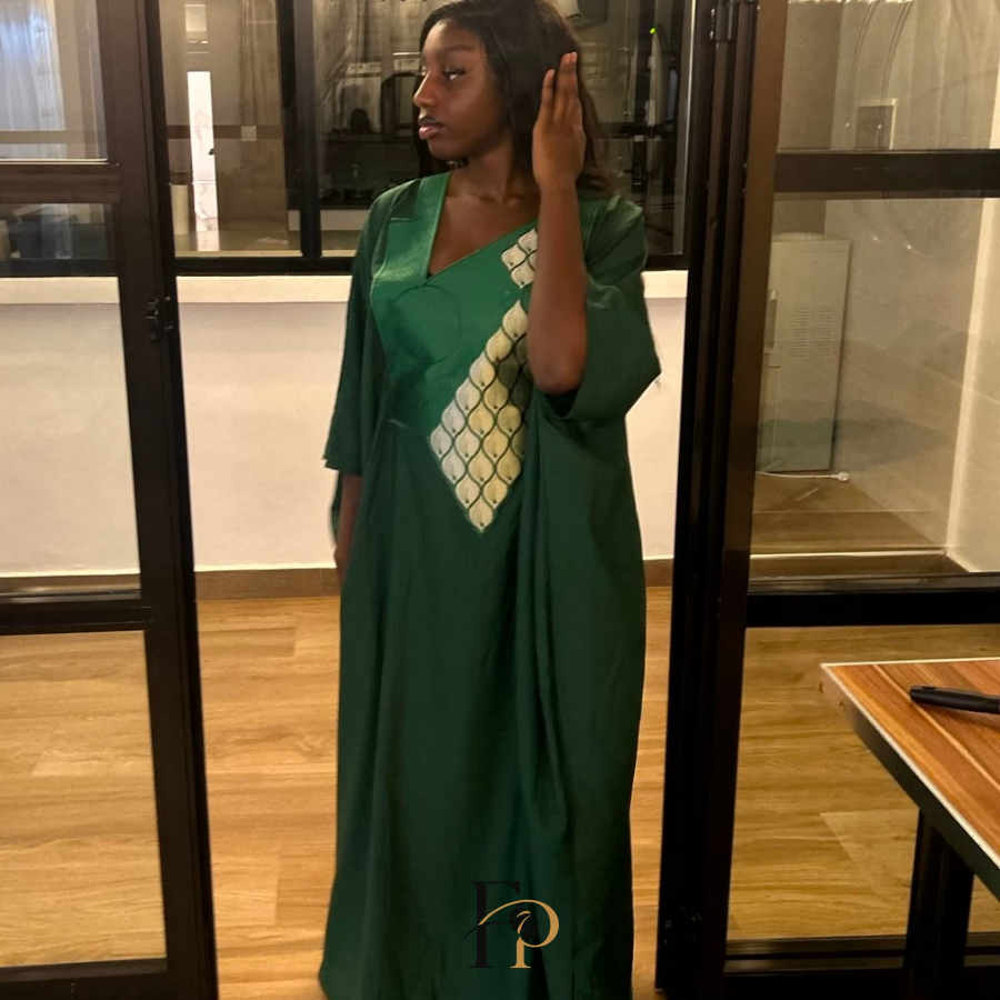 Robe boubou brodée verte