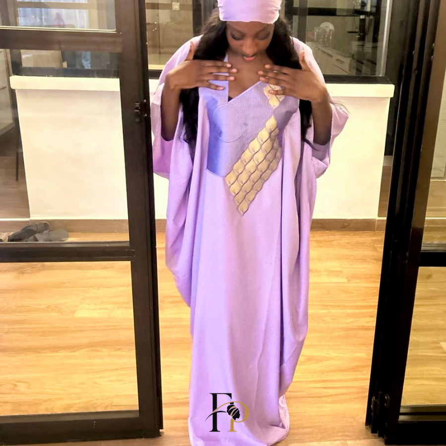 Robe boubou brodée violette