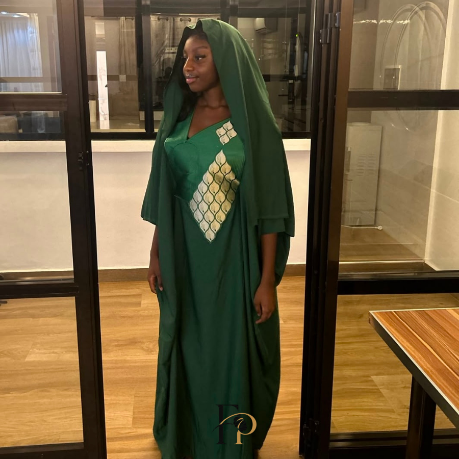 Robe boubou brodée verte