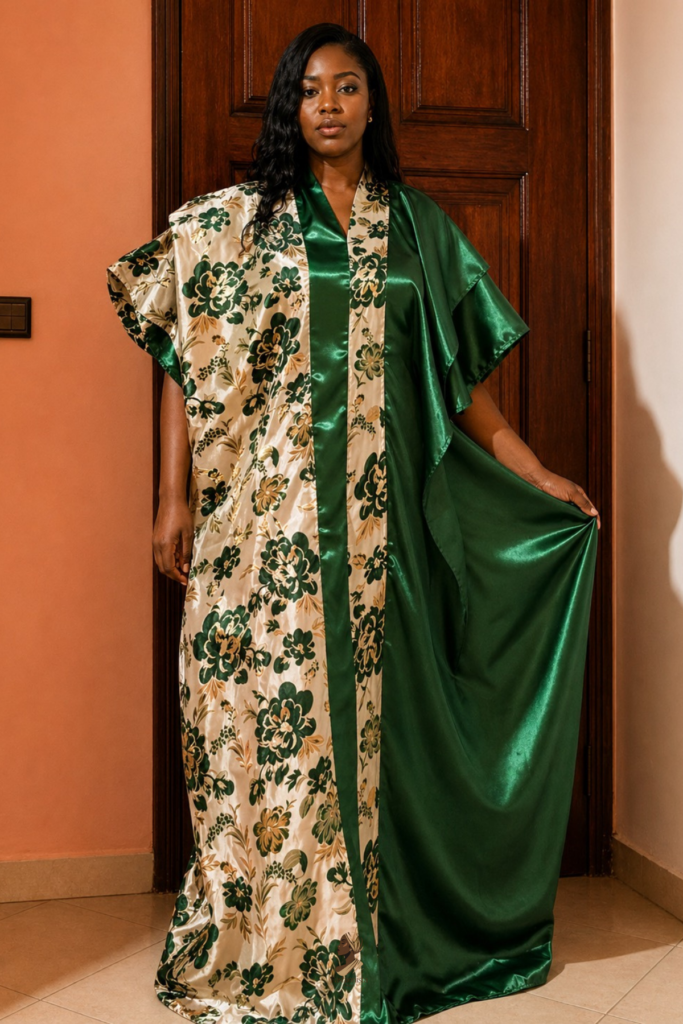 Robe brocard satinée verte