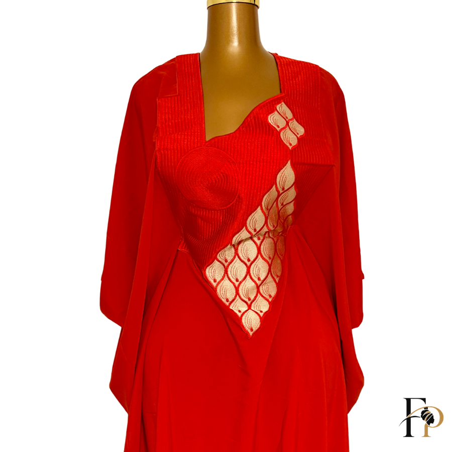 Robe boubou brodée rouge