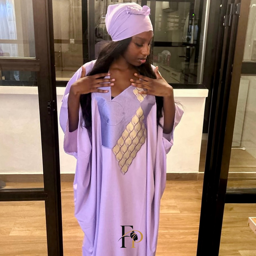 Robe boubou brodée violette