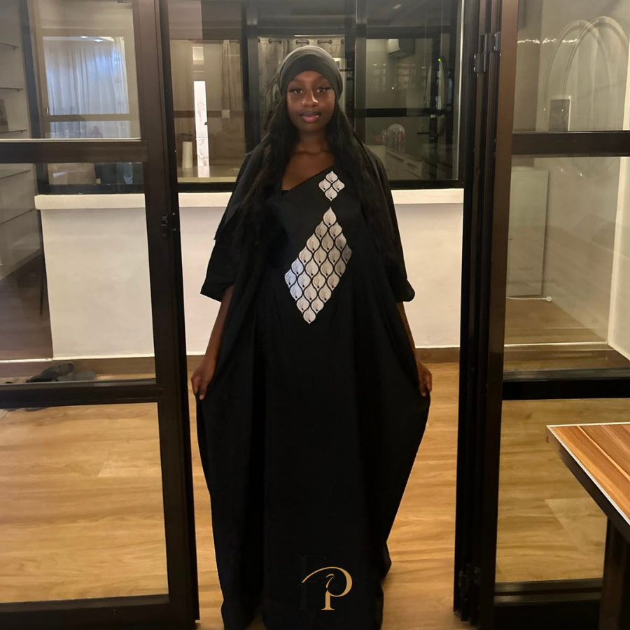 Robe boubou brodée noire