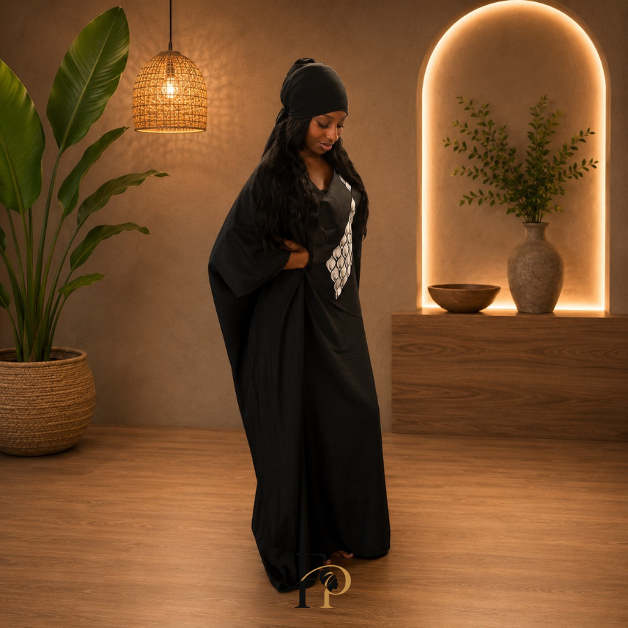Robe boubou brodée noire