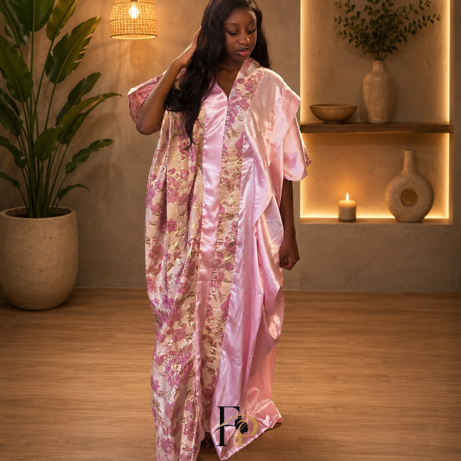 Robe brocart rose