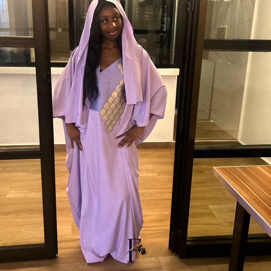 Robe boubou brodée violette