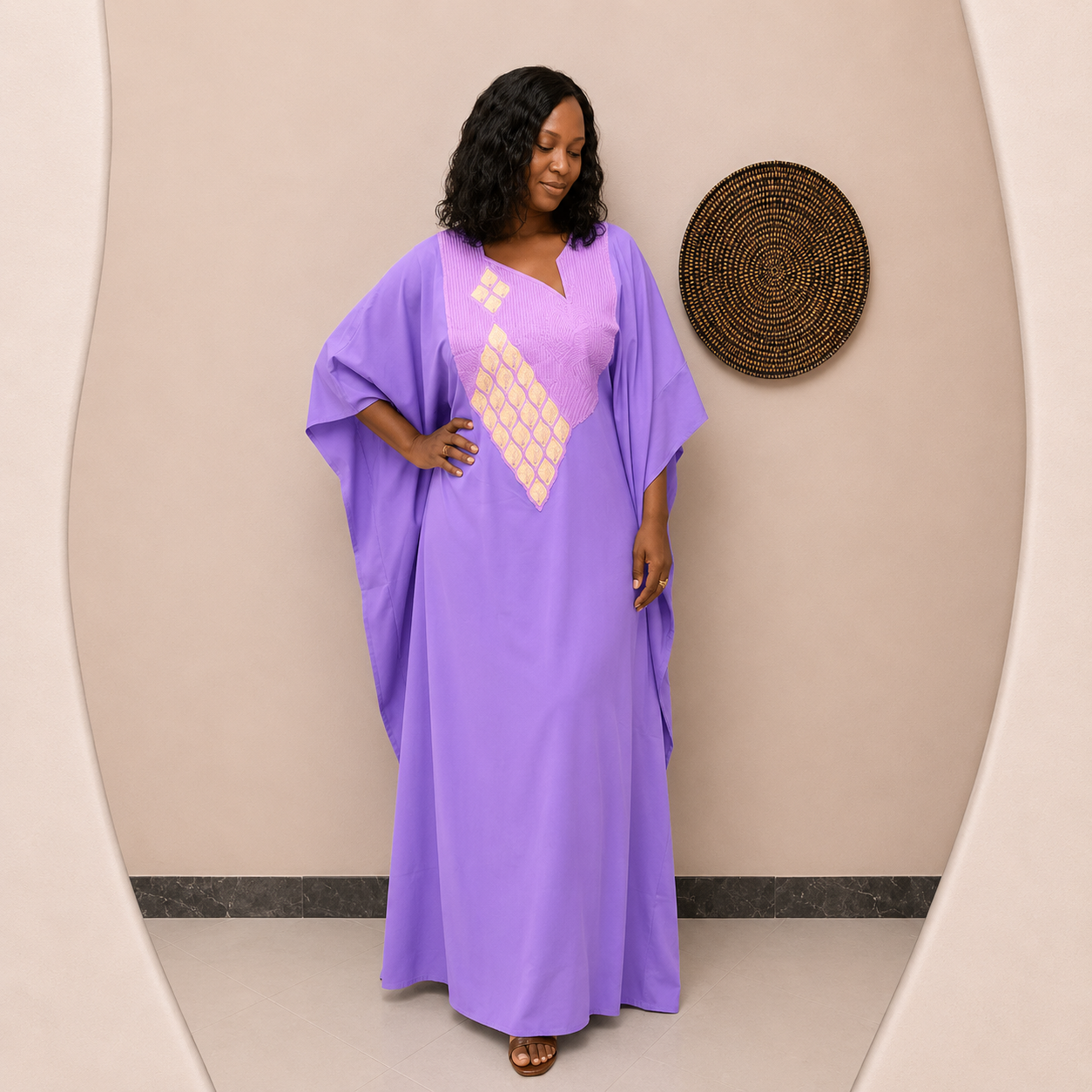 Robe boubou brodée violette
