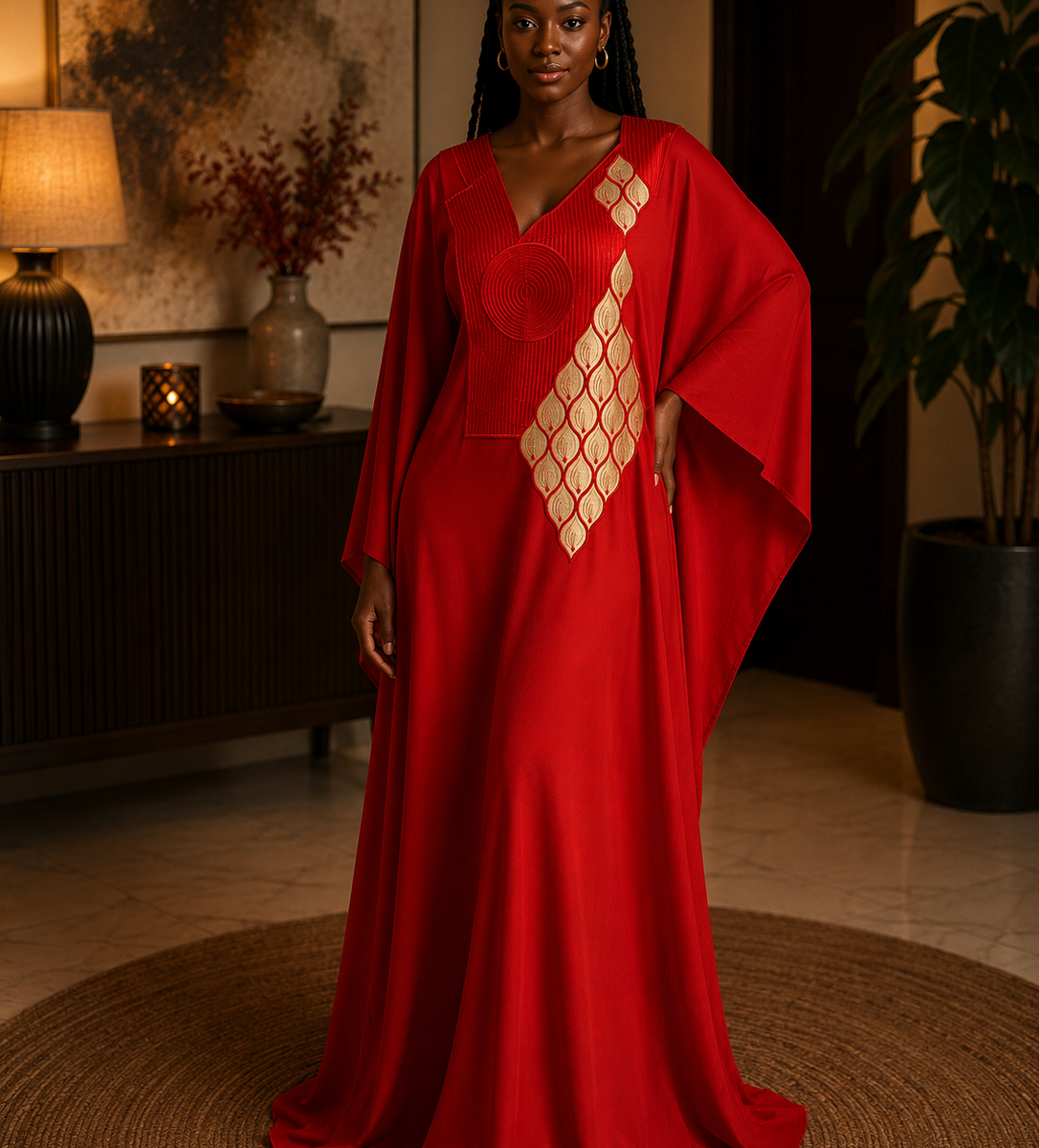 Robe brodée rouge