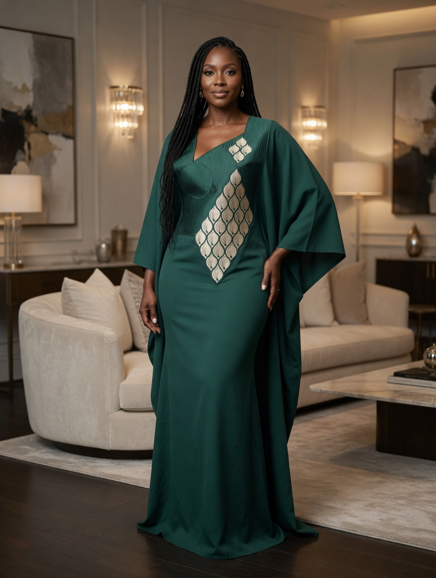 Robe brodée verte