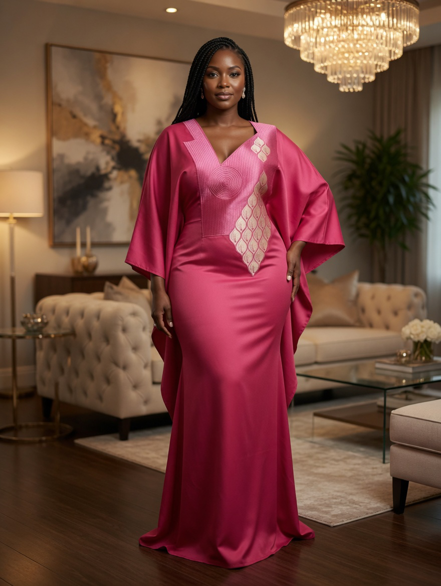 Robe brodée rose